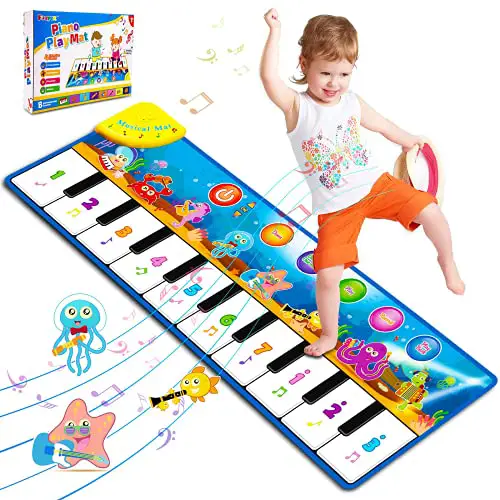Weokeey Klaviermatte, Tanzmatte Musikmatte Lernspielzeug rutschfest Kinderspielzeug Baby Spielzeug Geschenk für Mädchen Junge Kleinkind Kinder ab 1 2 3 Jahre, 110*36cm