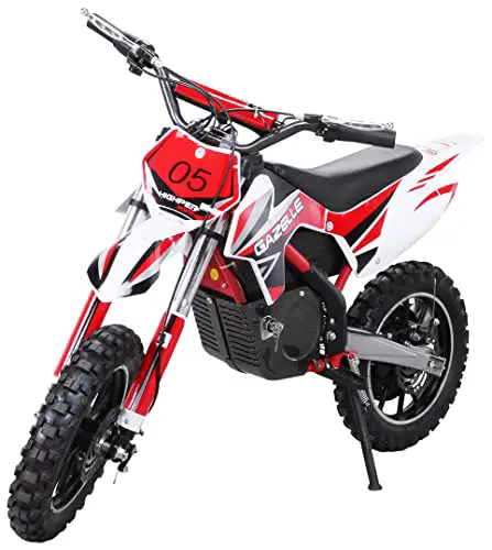 Actionbikes Motors Kinder Mini Elektro Crossbike Gazelle 𝟱𝟬𝟬 Watt | 24 Volt - 𝟮𝟱 Km/h - Scheibenbremsen - 3 Geschwindigkeitsstufen - Pocket Bike - Motorrad - Motocross - Dirtbike (Rot)