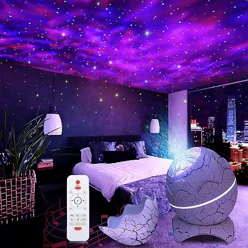 Sternenhimmel projektor,Mit drahtlosem Musikplayer,Nachtlicht,Aurora-Effekt,Mit weißem Rauschen,Fernbedienung und Timer,geeignet für die Einrichtung von Erwachsenen-und Kinderzimmern