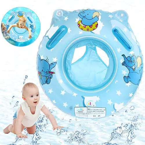 O-Kinee Schwimmring Baby, Blau Elefantenschwimmring Baby Schwimmhilfe mit Schwimmsitz PVC, Swim Ring für Kleinkind Schwimmhilfe Spielzeug 6 Monate bis 36 Monate