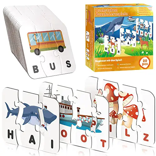 Shught Kinderspielzeug Lernspiele ab 3 4 5 6 7 Jahre - Buchstaben Lernen Spiel Spielzeug ab 3-7 Jahre Mädchen Junge Scrabble Buchstaben Spiel ab 3-7 Jahre Geschenk Junge Mädchen 3-8 Jahre