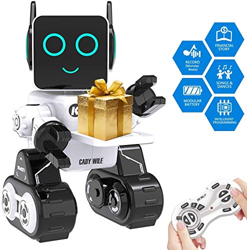Ok K! Roboterspielzeug für Kinder, 2,4-GHz-Fernbedienungsroboterspielzeug mit Musik und LED-Augen, wiederaufladbare RC-Roboter mit integriertem Sparschwein für Kinder, Jungen, Mädchen, Geburtstag
