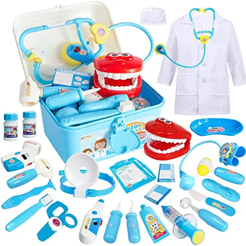 BUYGER Arztkoffer Kinder Rollenspiel Spielzeug Medizinisches Doktor Arztkittel Geschenke Kinderspielzeug für Mädchen Junge ab 3 Jahre