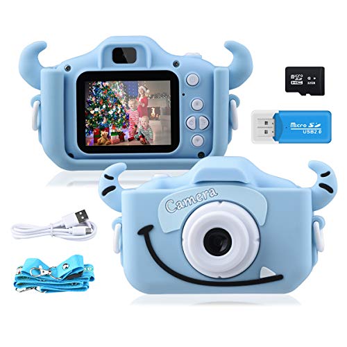 GREPRO Kinder Kamera, 2.0”Display Digitalkamera Kinder Geschenke für 3 4 5 6 8 7 9 Jahre Jungen und mädchen, 1080P HD Anti-Drop Fotoapparat Kinder für Weihnachten Spielzeug Blau