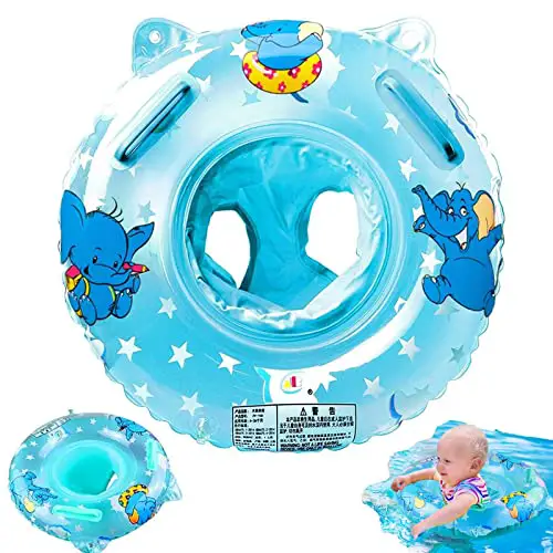 Schwimmring Baby, Baby Schwimmring mit Schwimmsitz aus PVC, Aufblasbare Schwimmhilfe Schwimmreifen Baby Pool Spielzeug für Kinder Baby Schwimmring ab 3 Monate Bis 36 Monate(Blau)