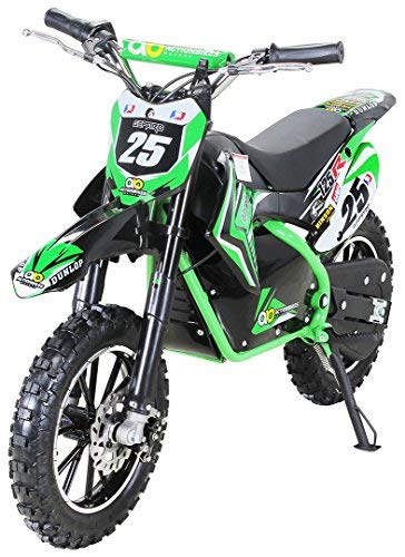 Actionbikes Motors Kinder Mini Elektro Crossbike Gepard 𝟱𝟬𝟬 Watt | 36 Volt - 25 Km/h - Scheibenbremsen - 3 Geschwindigkeitsstufen - Pocket Bike - Motorrad - Motocross - Dirtbike - Enduro - (Grün)