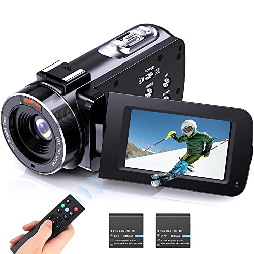 VideoKamera Camcorder 1080p 30FPS 36MP 16X digital Zoom, IR Nachtsicht, 3 Zoll 270° Drehbar Handycam mit Fernbedienung, FHD YouTube Vlogging Kamera Tragbare, Pause/Zeitraffer/Zeitlupen