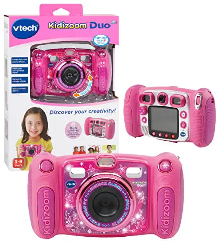 Vtech Kidizoom Duo 5.0 Digitale Kamera für Kinder, 5 MP, Farbdisplay, 2 Objektive, Pink Englische Version Rosa