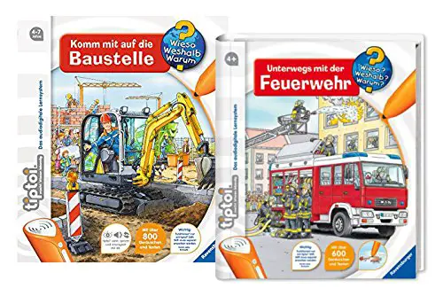 Ravensburger tiptoi Set - Unterwegs mit der Feuerwehr und Komm mit auf die Baustelle - 9120063892082