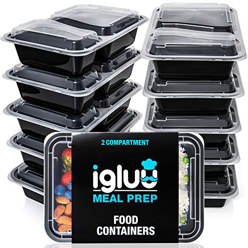 [30er Pack] 2-Fach Meal Prep Container Von Igluu - Essensbox, Lunchbox Mikrowellengeeignet, Spülmaschinenfest Und Wiederverwendbar - Luftdichter Deckelverschluss, BPA Frei