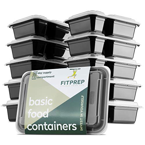 FITPREP Original 2-Fach Meal Prep Container Boxen im praktischen 10er Pack - inkl. schönem Rezeptheft