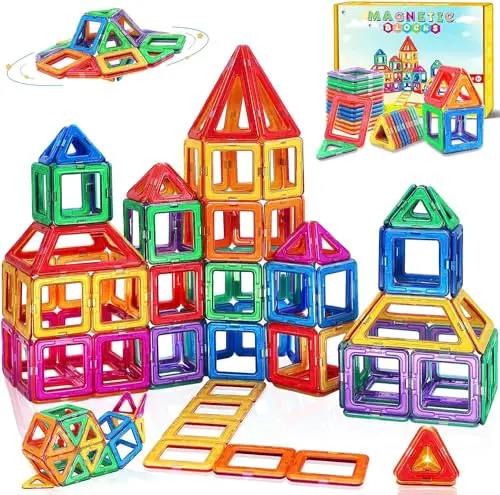 Magnetische Bausteine Spielzeug ab 3 4 5 6 Jahre Magnet Bausteine STEM Lernspielzeug Baby Spielzeug für Kinder Weihnachten Geburtstag Geschenk Montessori Spielzeug ab 5 6 7 8+ Jahre Mädchen Junge