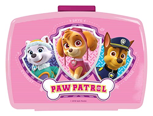 P:os 29226 - Brotdose für Jungen und Mädchen mit Einsatz im beliebten Paw Patrol Design in Rosa, ca. 16,5 x 12,5 x 6,5 cm groß, aus Kunststoff, bpa- und phthalatfrei