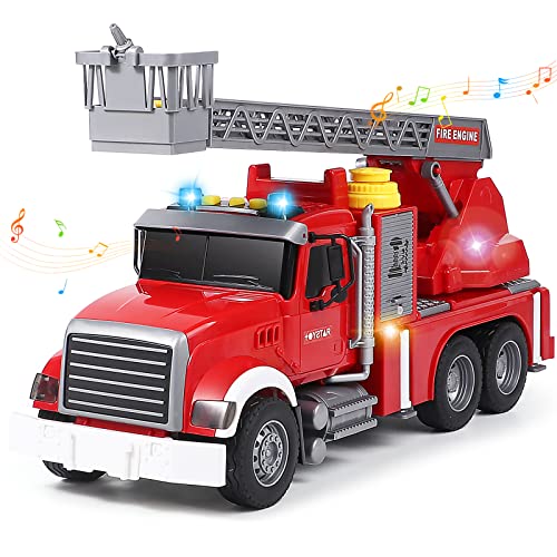 Tacobear Feuerwehrauto Spielzeug Groß Feuerwehr Spielzeug 1:16 mit Wasserspritze, Licht-& Sound Feuerwehr Fahrzeuge Spielzeug Geschenk für Kinder Jungen 3 4 5 6 7 8 Jahre