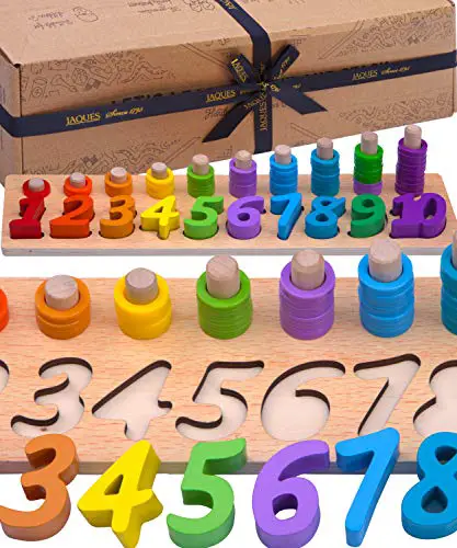 Jaques of London Zählen und Stapeln Montessori Spielzeug | Holz Lernspielzeug für 2 3 4 Jahre | Seit 1795