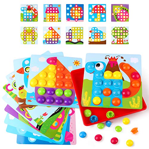 AMOSTING Steckspiel ab 2, Kinderspiele zum Lernen von Farben, Spielzeug ab 2 und 3 Jahre