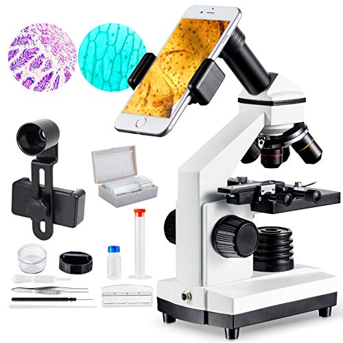 Mikroskop für Kinder und Erwachsene geeignet - Durchlicht- und Auflicht-Mikroskop - mit Kreuztisch zur Objektbewegung und umfangreichem Zubehör