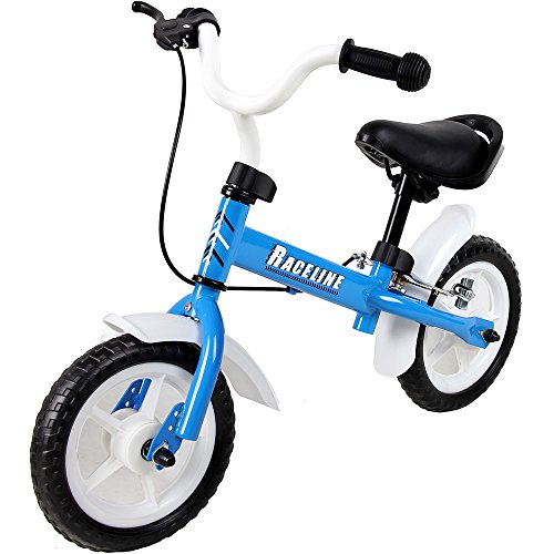 Spielwerk Kinder Laufrad Höhenverstellbar Bremse Lenkrad ab 2-5 Jahre Fahrrad 10 Zoll PU Reifen Lauflernrad Sattel Gummigriffe Balance Bike Blau