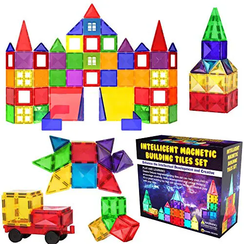 Desire Deluxe Magnetische Bausteine Magnet Montessori Spielzeug für Kinder, Lernspielzeug für Jungen und Mädchen, 3 4 5 6 7 8 Jahre alt, XXL Set mit 57 Teilen