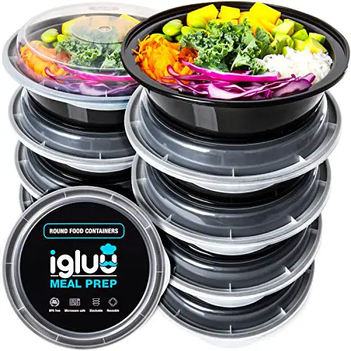 Runde Meal Prep Container Von Igluu [10er Pack] - Essensbox, Lunchbox Mikrowellengeeignet, Spülmaschinenfest Und Wiederverwendbar - Luftdichter Deckelverschluss, BPA Frei