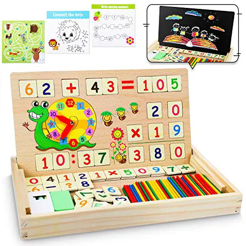 lenbest Mathe Montessori Spielzeug Spiele mit Zählstäbchen Einmaleins - Lernspiele Kinderspiele Holzspielzeug ab 4 5 6 Jahre Jungen Mädchen - Schulanfang Geschenke