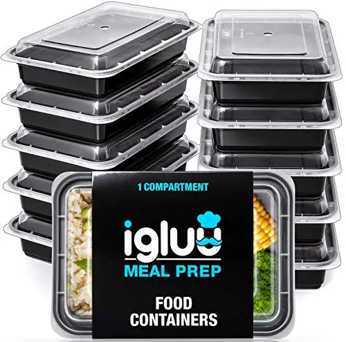 [10er Pack] 1-Fach Meal Prep Container Von Igluu - Essensbox, Lunchbox Mikrowellengeeignet, Spülmaschinenfest Und Wiederverwendbar - Luftdichter Deckelverschluss, BPA Frei
