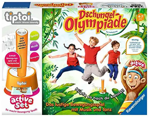 Ravensburger Spiel 00849 - active Set Dschungel-Olympiade - Bewegungsspiel ab 4 Jahre für 1 -6 Spieler