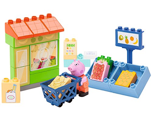 PlayBIG Bloxx - Peppa Wutz - Fruchtladen - Spielset mit Peppa Pig Spielfigur, kompatibel mit bekannten Bausteinen