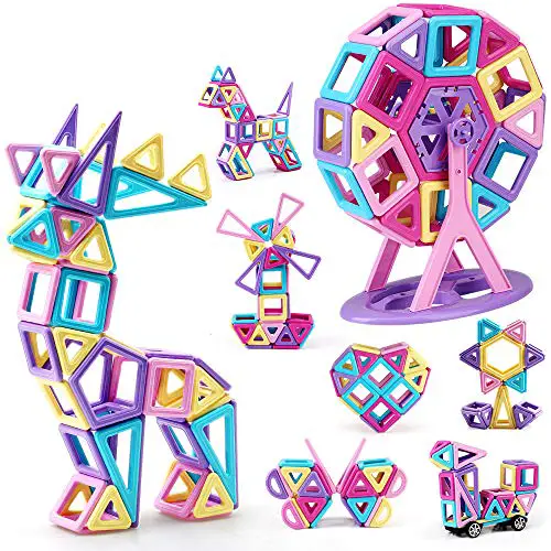 nicknack Magnetische Bausteine, Über 132 Stück Konstruktion Bauen Blöcke Set für Kinder ab 3 4 5 6 Alter Jahren, Lernspielzeug für Mädchen Jungen Pädagogisches Geschenk.