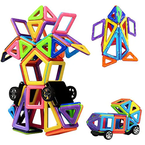 Magnetische Bausteine - 76tlg Magnete Kinder - Magnetspiele für Kinder ab 3 4 5 6 7 8 Jahre - Magnetbausteine Puzzle-Geschenk für Jungen und Mädchen