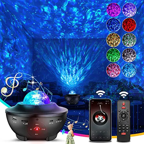 LED Sternenhimmel Projektor Galaxy Light - Starry Projector Light mit Wasserwellen, Bluetooth-Lautsprecher Funktion, Galaxy Projektor für Kinder Erwachsene Geschenke