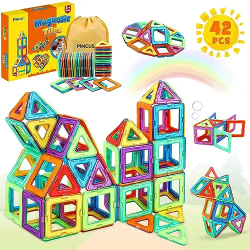 Pincush Magnetische Bausteine Teile, Magnetspielzeug Magneten Kinder Magnet Montessori Spielzeug Magnetspiele für Kinder Geschenk ab 3 4 5 6 7 8 Jahre Junge Mädchen