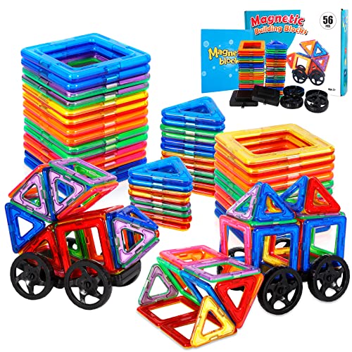 AOUVT 56 Pcs Magnetische Bausteine, Magnetspielzeug Magnete für Kinder, Lustiges Pädagogisches Bauspielzeug, Perfekte Geschenkauswahl für Jungen und Mädchen im Alter von 3-8 Jahren