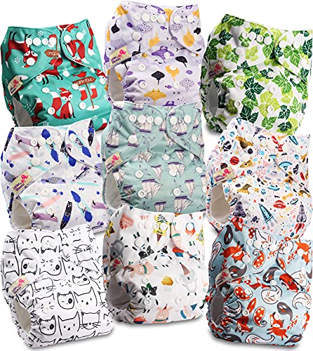 Littles and Bloomz FLP2-0907 Windel, wiederverwendbar, Standard-Popper, 9 Windeln