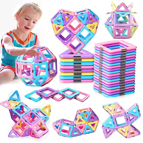 MOOKCUY Magnetische Bausteine – Magnet Spielzeug 3-8 Jahre STEM Kreativität Geschenk Kinder für Kinder 3 4 5 6 7 Jahre alte Jungen Mädchen Geschenke