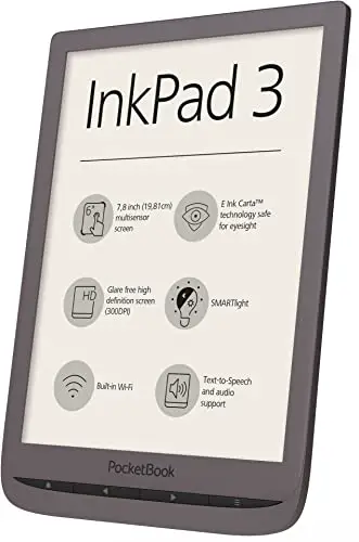 PocketBook e-Book Reader 'InkPad 3' (8 GB Speicher; 19,8 cm (7,8 Zoll) E-Ink Carta Display; SMARTlight; Wi-Fi) in Dark Brown