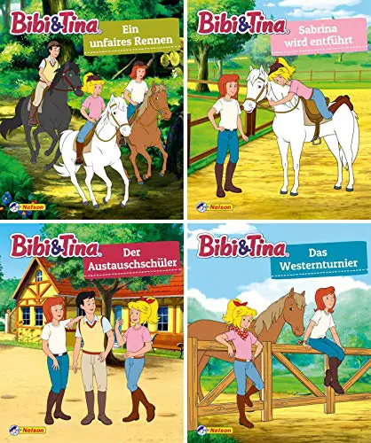 Nelson Mini-Bücher: 4er Bibi und Tina 29-32: Der Austauschschüler; Sabrina wird entführt; Ein unfaires Rennen; Das Westernturnier