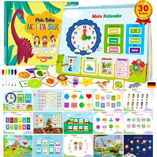 MARAYAN-Motorikspielzeug-Deutsch Montessori Spielzeug ab 3 5 Jahre-Busy Book-lernspielzeug-Quiet Buch-wochenplaner Kinder-lernkalender-Spiele ab 4 Jahren-bücher Activity Spiel-Geschenk mädchen Junge