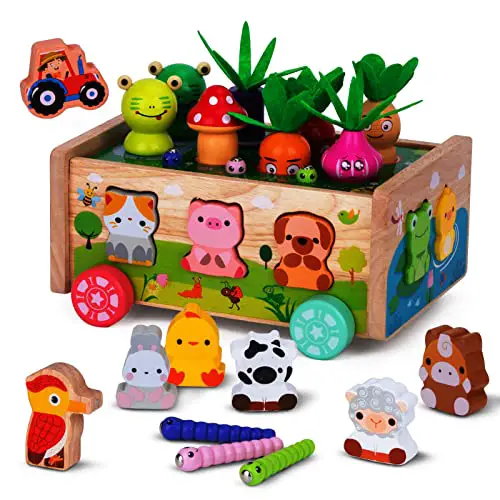 Montessori Spielzeug ab 1 2 3 Jahr | Karotten Steckspiel Holz | Montessori Geschenk Mädchen Jungen | Kinder Holzspielzeug Motorikspielzeug ab 1 Jahr