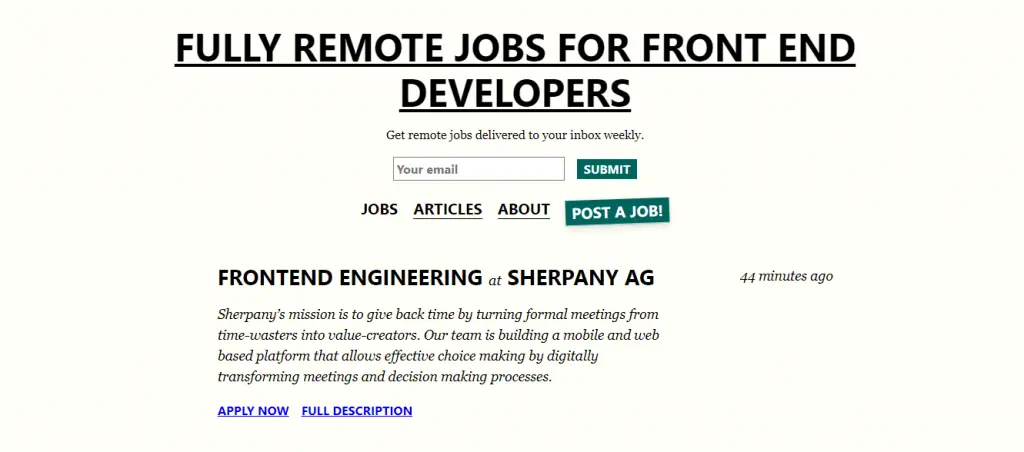 Front End Remote Jobs Screenshot