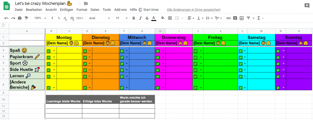 Wochenplan Vorlage So Planst Du Deine Zeit Besser Als Je Zuvor Let S Be Crazy