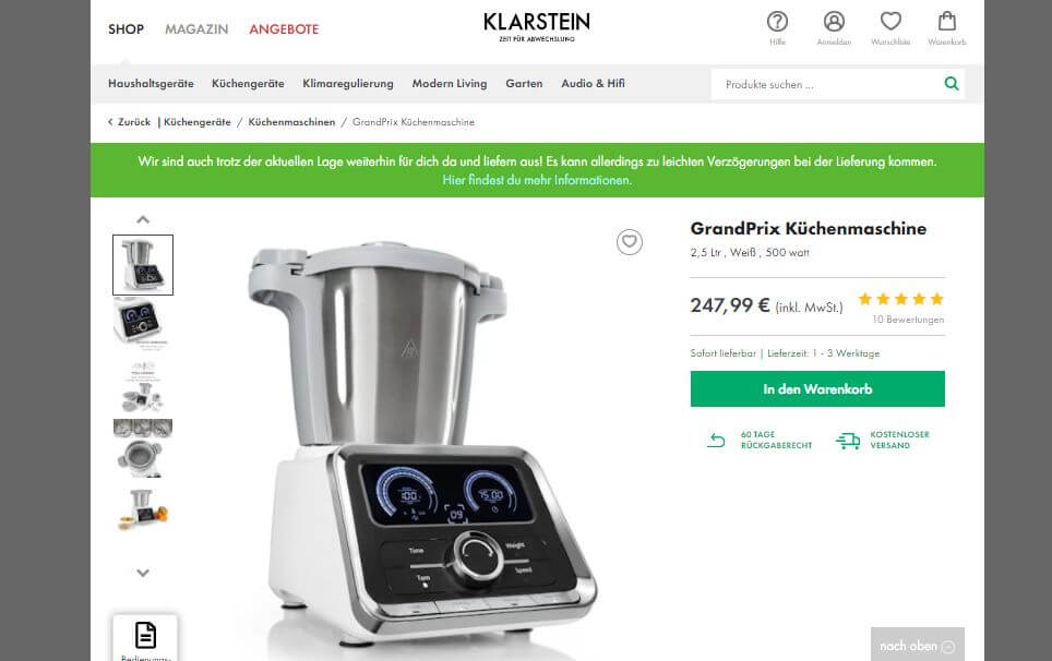 Klarstein GrandPrix - Multifunktions-Küchenmaschine