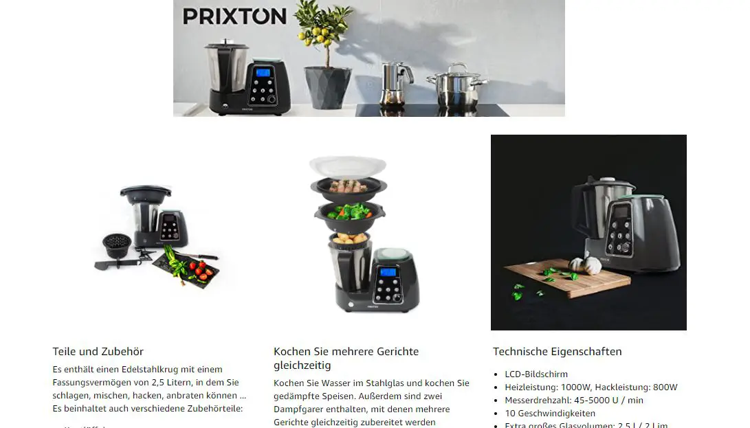 PRIXTON - Programmierbare Kochfunktion-Küchenmaschine