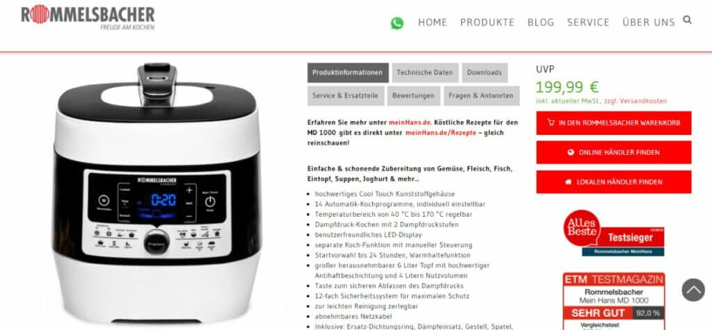 Rommelsbacher Elektrischer Dampfdruck