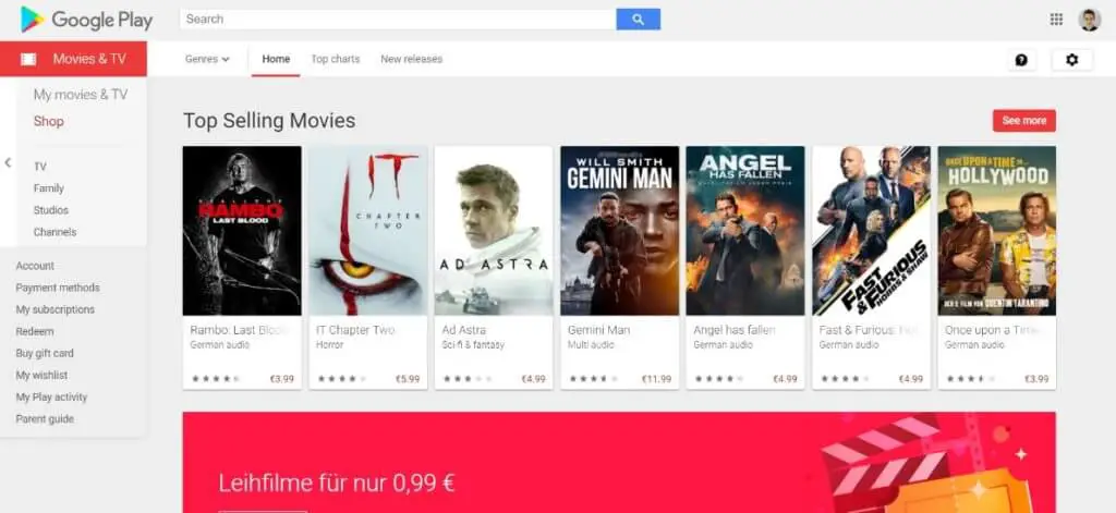 Google Play Filme und Serien