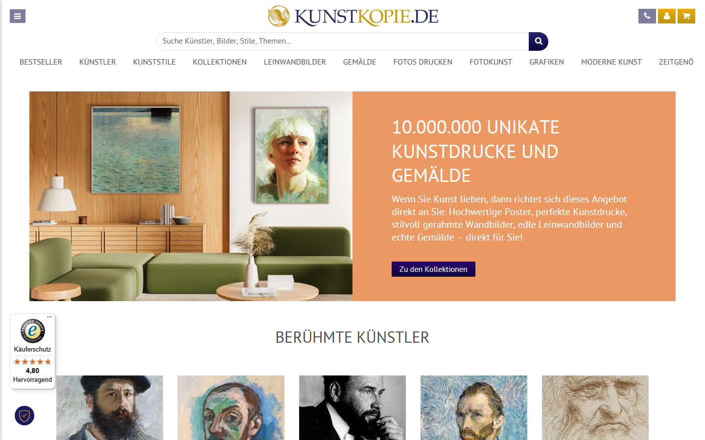 KUNSTKOPIE.DE Startseite - Kunstdrucke und Gemäldereproduktionen