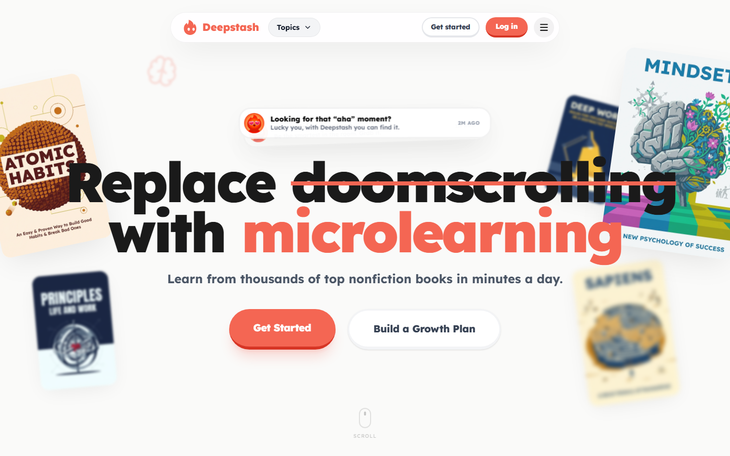 Deepstash Homepage - Ideen-Karten aus Buechern und Artikeln