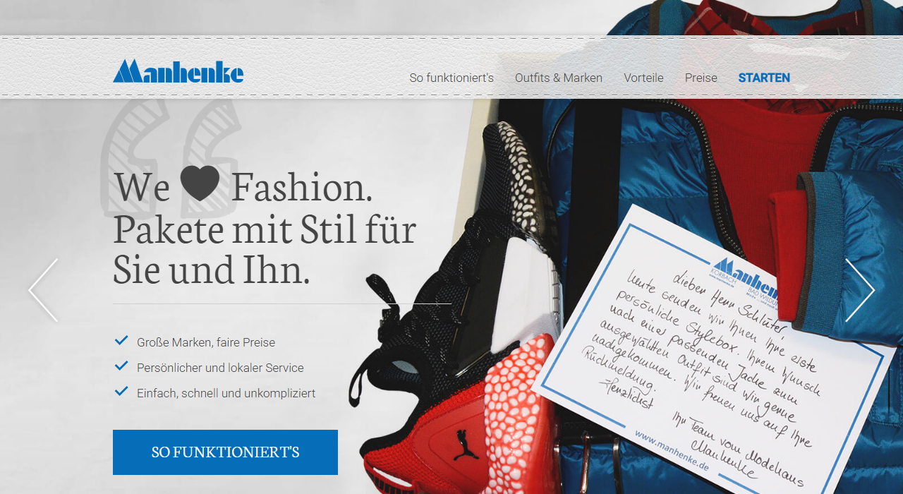 Manhenke Stylebox Homepage – Personal Shopping Service mit Telefonberatung