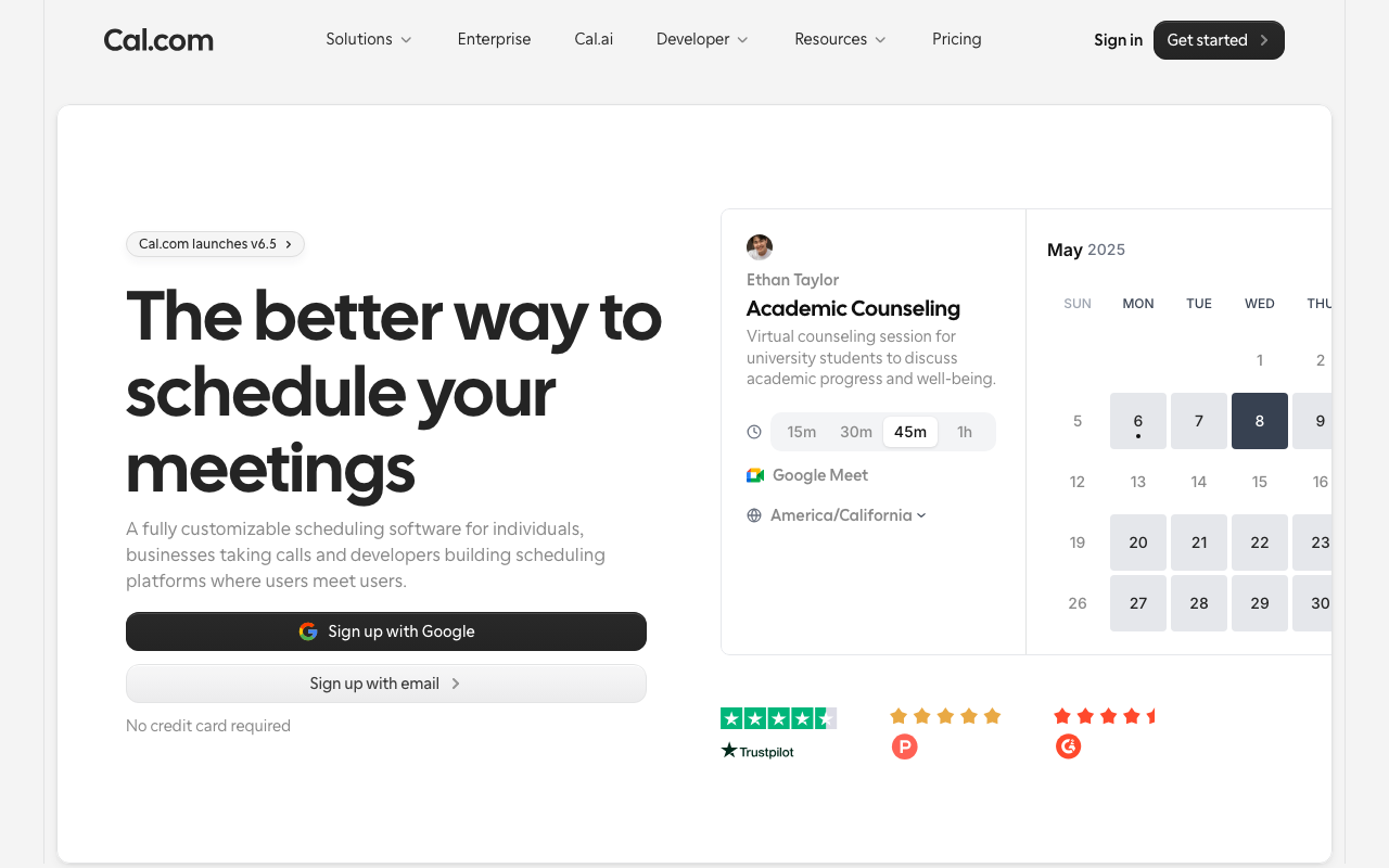 Cal.com Screenshot – Open-Source Kalender-Tool