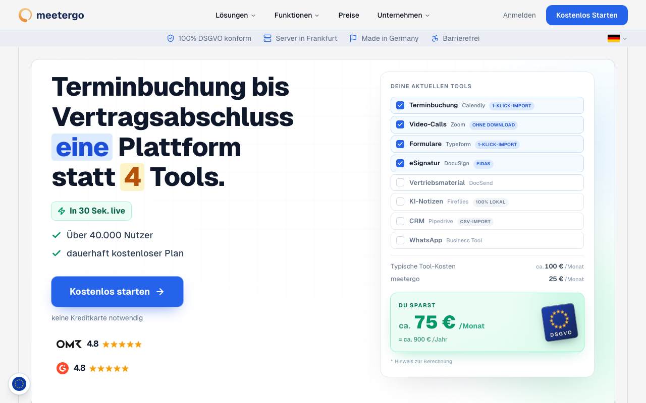 Meetergo Screenshot – DSGVO-konforme Terminbuchung